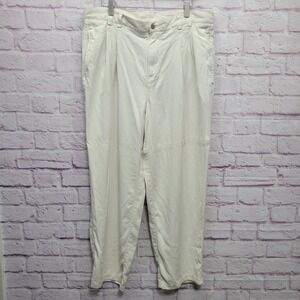 Caribbean 100% Silk Pleated Pants Mens 36x30 Off White Business Casual‎ Resort